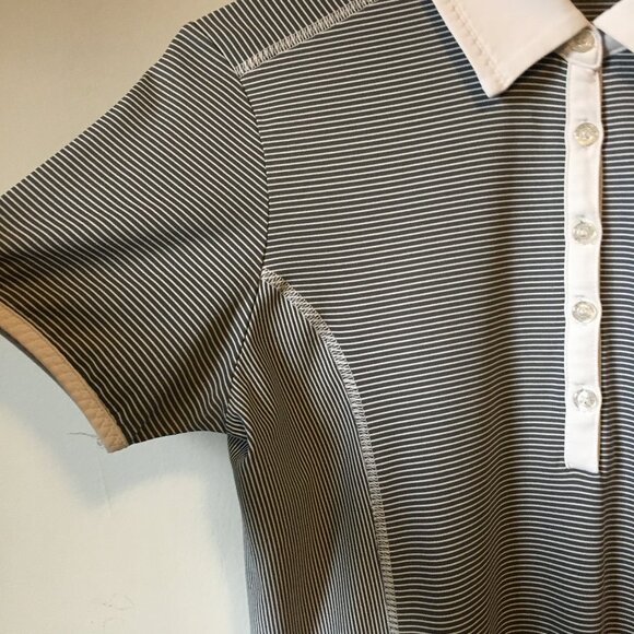 Abacus Button Collar Pinstripe Drycool Polo Golf Shirt - Picture 5 of 16